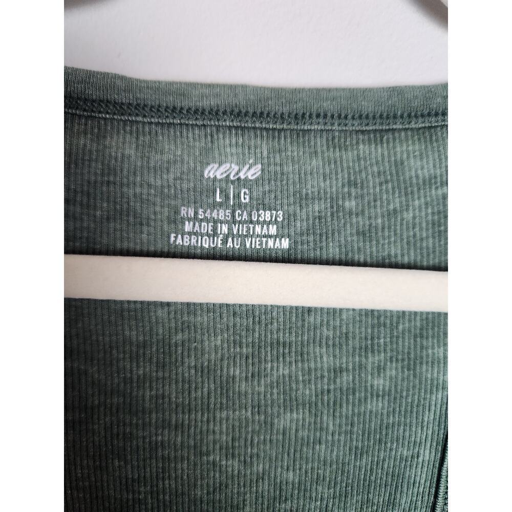 Aerie button front tank sz L lettuce hem Y2K green 90's beachy boho grunge - Picture 5 of 9
